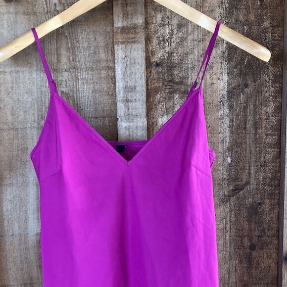 Silk-blend V-neck Spaghetti Strap Slip Chemise Nightgown - Picture 2 of 7